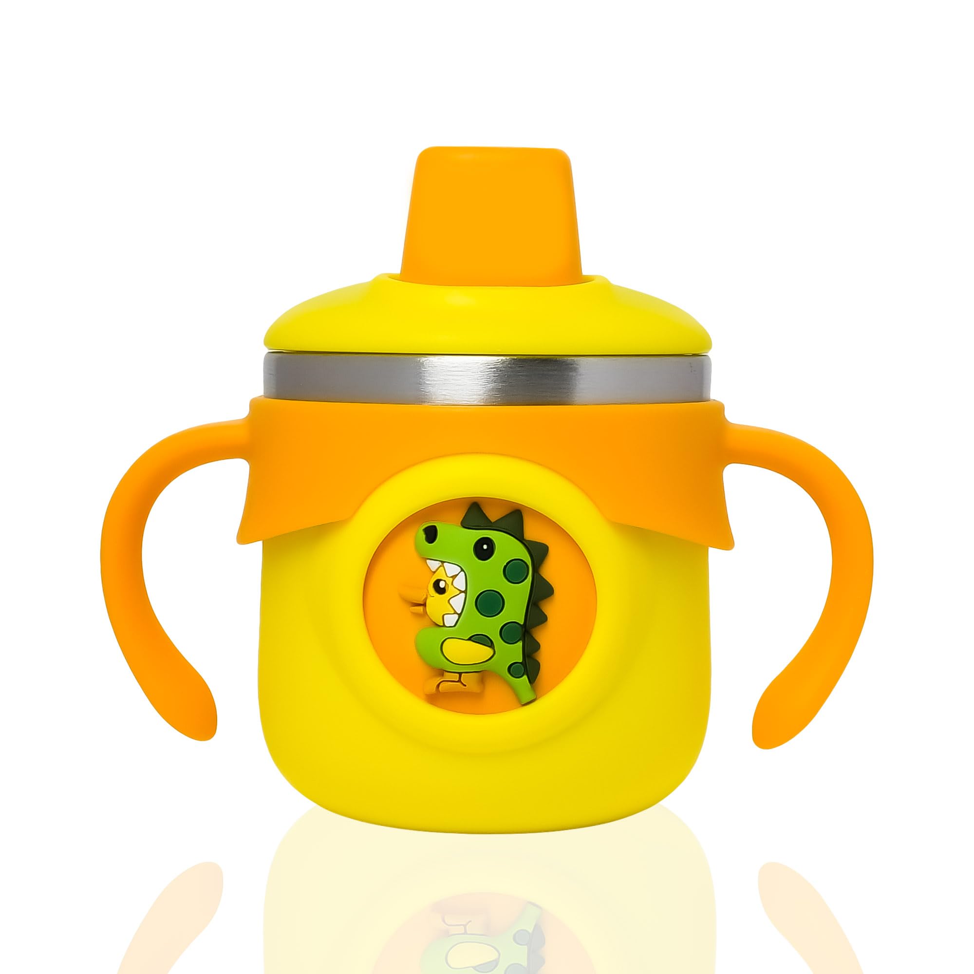 The Little LOOKERS Stainless Steel Insulated Hot & Cold Sipper Bottle for Baby | Sippy Cup | Sipper Bottle for Baby | Sipper Cup with Straw | Baby Travelling Water Bottle | (Yellow - 260ml)