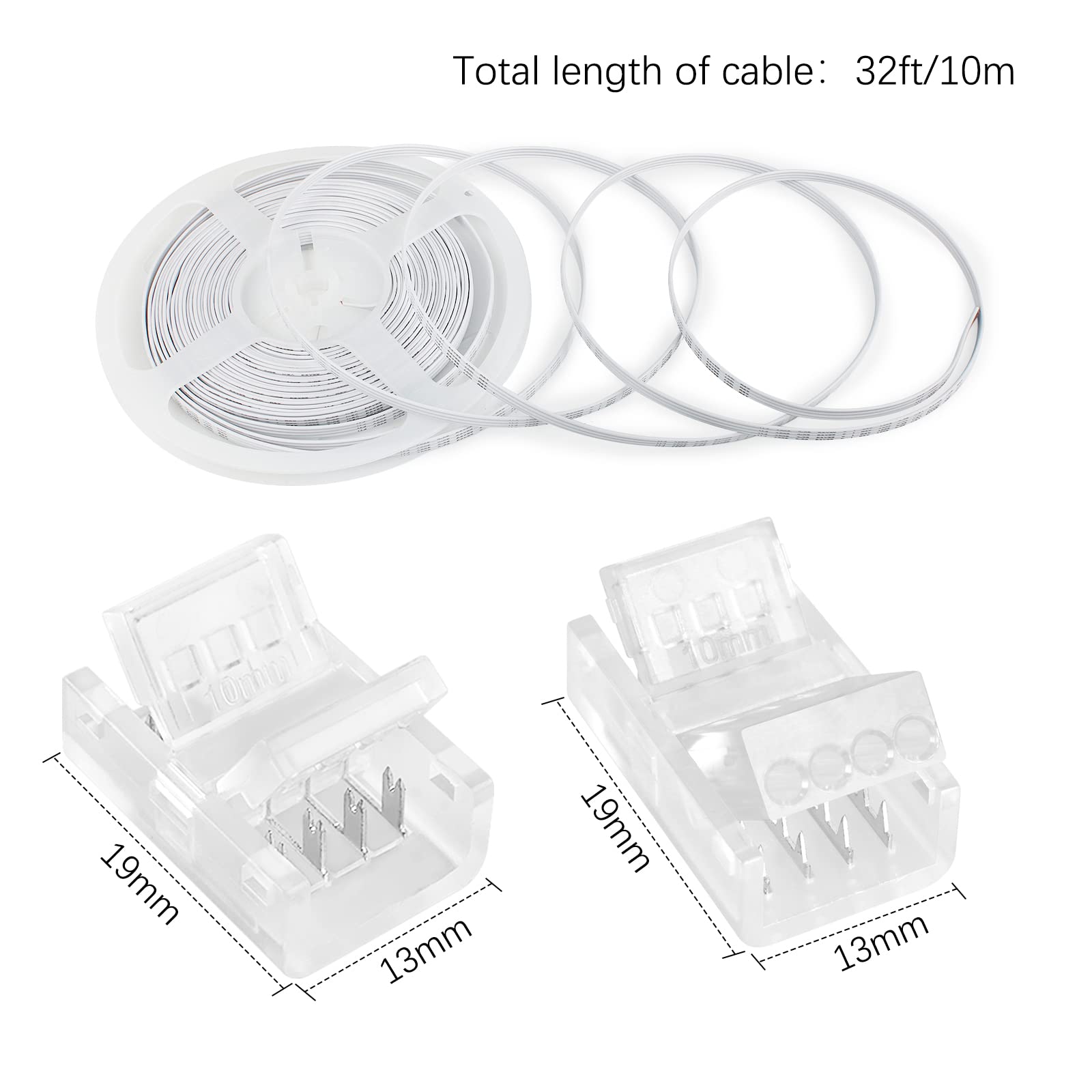 VISSQH Kit De Connecteur De Bande LED RGB 4 Broches 10 | FindTheDeal