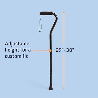 Medline Aluminum Offset Walking Cane for Seniors & Adults is Portable and Lightweight for Balance, Knee Injuries, Mobility & Leg Surgery Recovery, Black