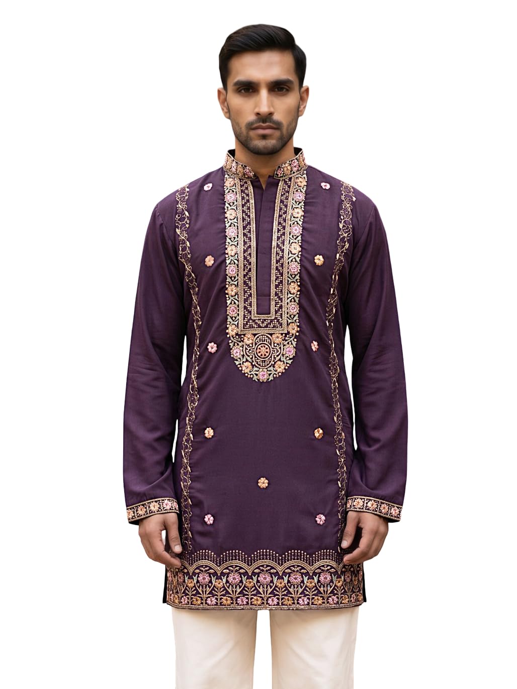 jompers Men's Cotton Blend Embroidered Kurta-picture-34