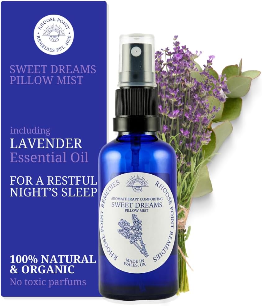 Organic Lavender Sleep Pillow Spray Mist (50ml) - Calming Essential Oils aid Sleeping & Anxiety - Suitable for Adults and Children. - Vegan Friendly - Cruelty Free - Organic - Made in The UK