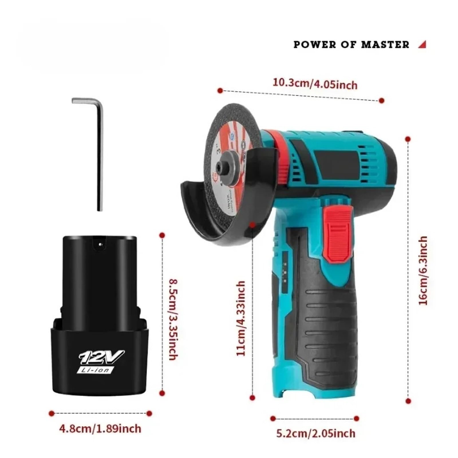Lucidatrice Utensile da taglio e lucidatura ricaricabile per mini smerigliatrice angolare a batteria da 12 V(2 Battery)