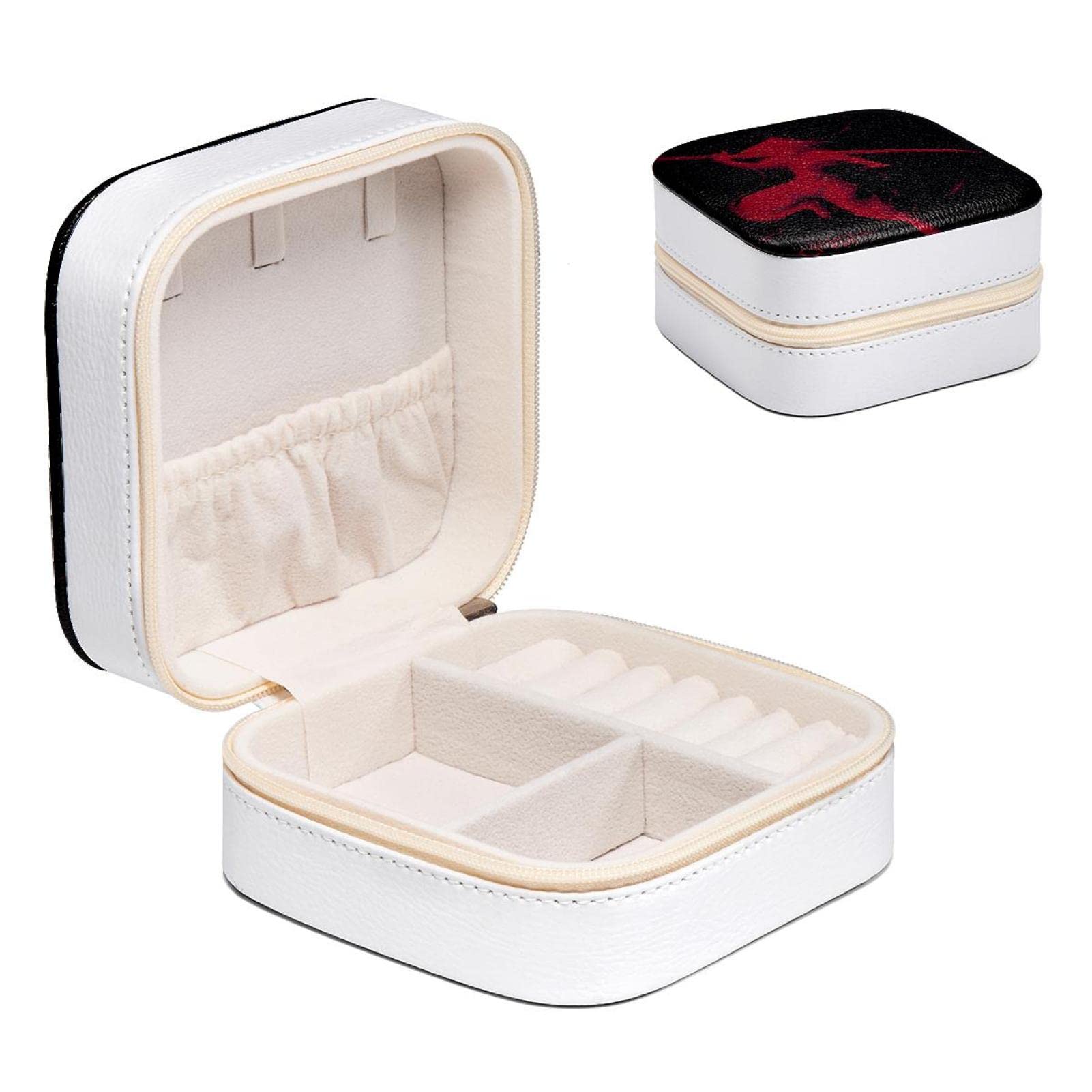 Boîte à bijoux compacte samouraï avec compartiments pour bagues et boucles