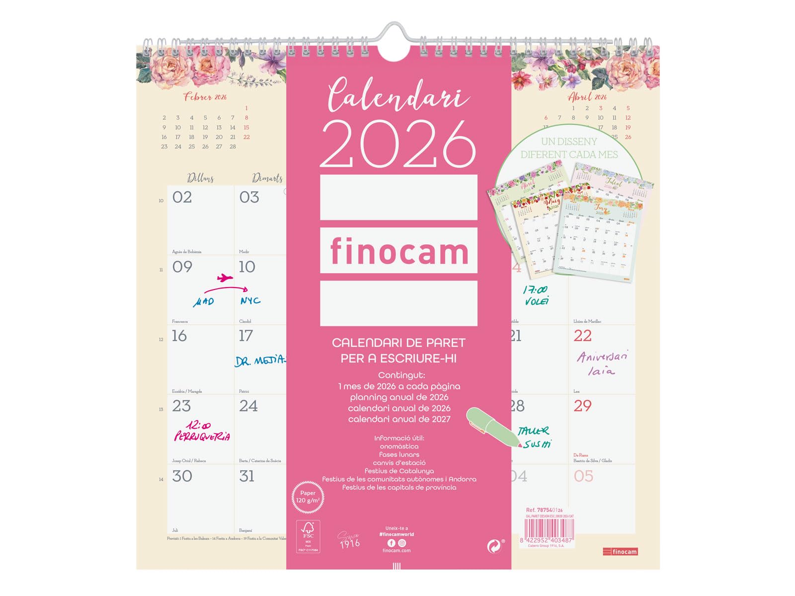 Calendrier Mural 2026 - Vue Mois Par Mois, Design Catalan, Avec Espace Notes Et Infos Pratiques