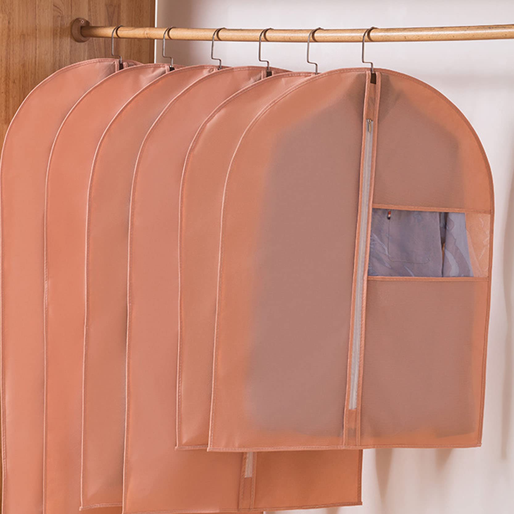 Bolsas para Ropa para Ropa, 6 Piezas Bolsa Protectora para Fundas de Ropa No Tejidas con Cremallera y Ventana Transparente, Bolsas para Fundas de Vestir a Prueba de Humedad para Traje, Abrigo, C