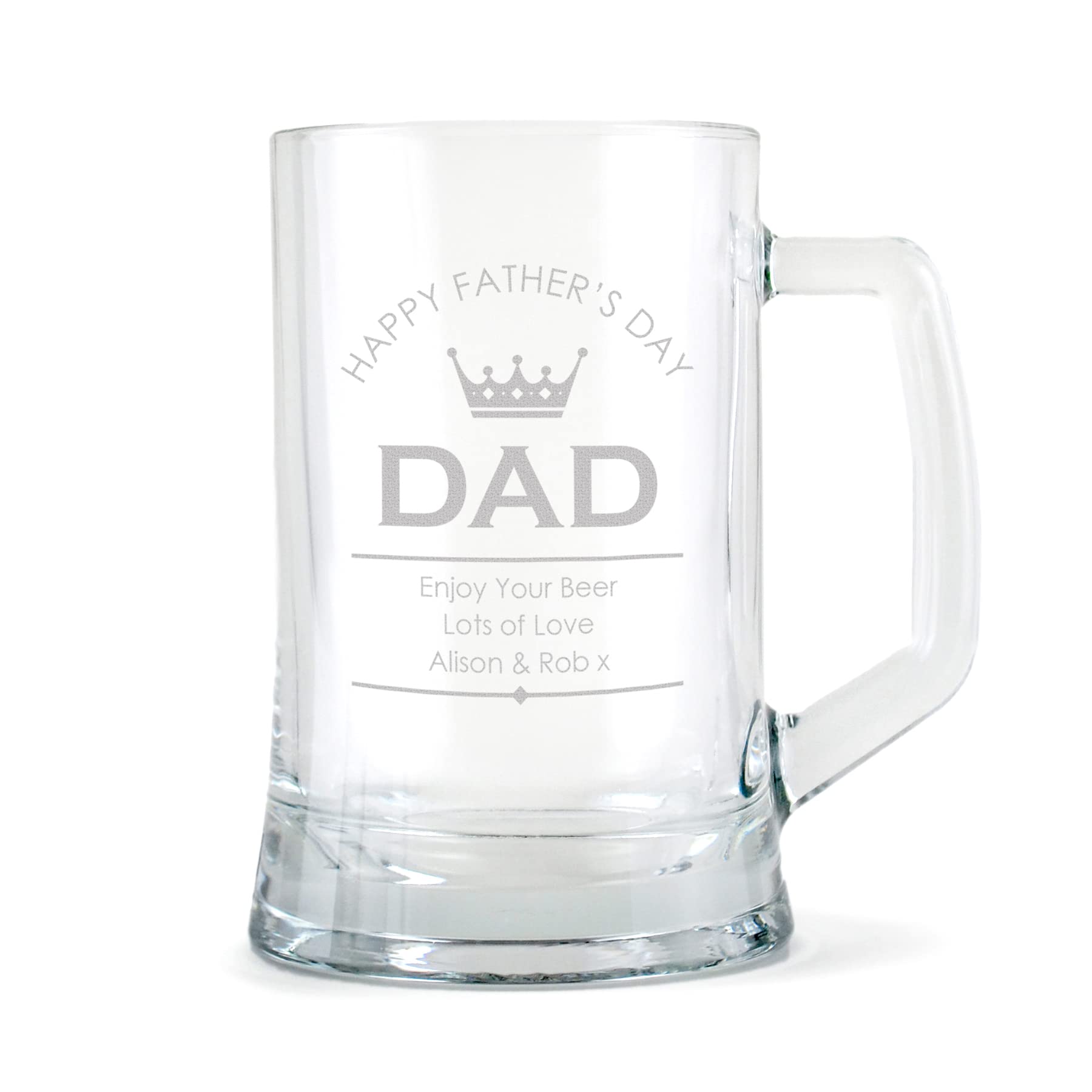 The Gift Experience Personalised Father's Day Glass Tankard, Gifts for Him, Dad Gifts