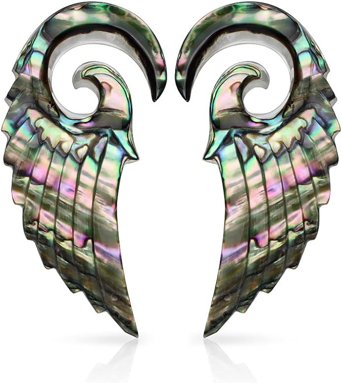 Abalone Angel Wing Hanging Spiral Taper Plugs