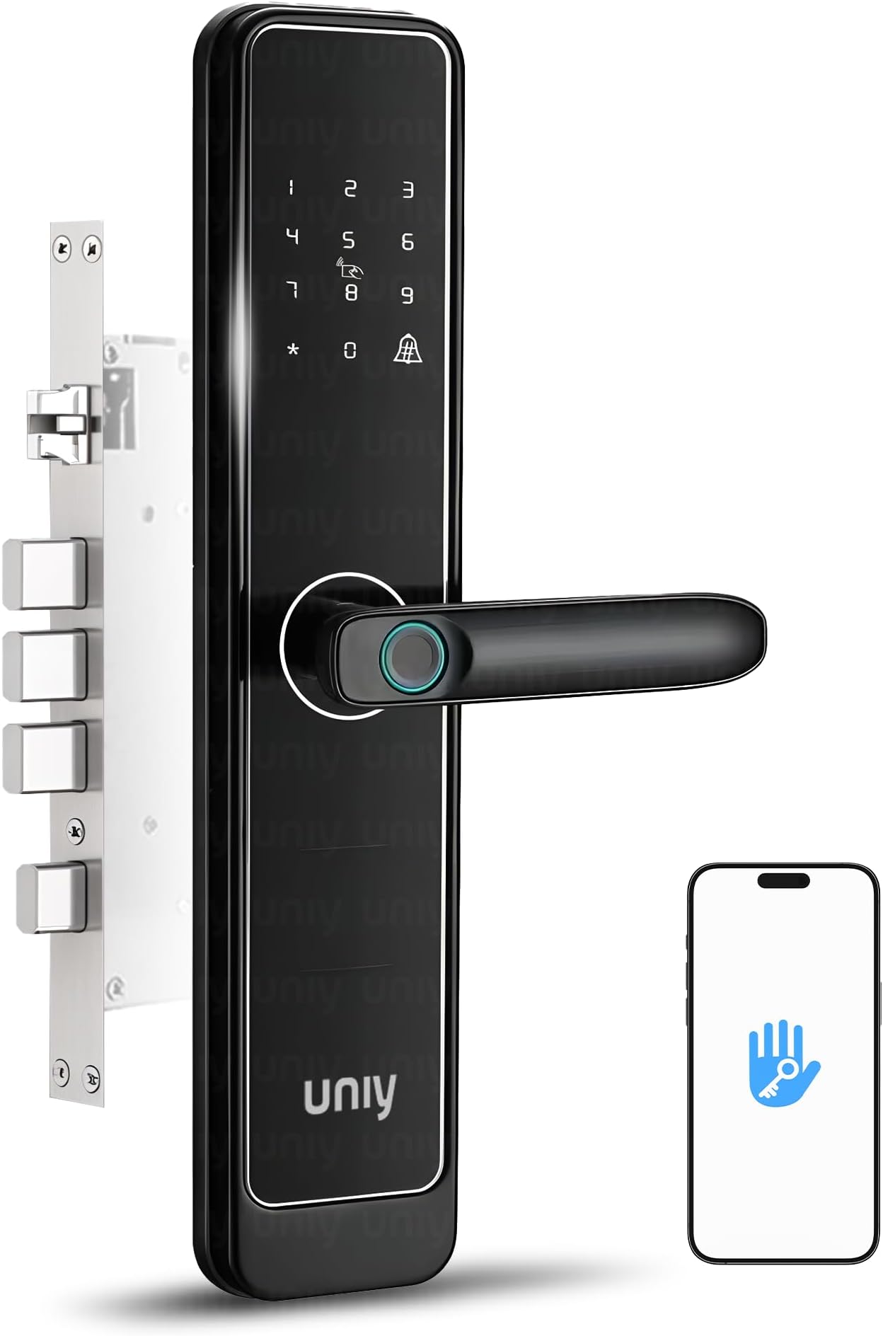 UNIY Uy720 Alloy Smart Digital Door Lock (Bluetooth) Complete App Management Fingerprint-Pin-Otp-Rfid-Card & Manual Key|Child Lock|5 Strong Bolt Mortise|Suitable For 35 Mm Wooden Door(1 Yr Warranty)