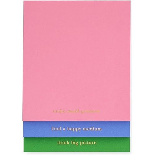 kate spade new york Stacked Notepad Assorted Sizes, Includes 3 Cute Notepads with 75 Sheets Each, Colorful Pads of Paper for Desk Notes (Adventure Stripe)