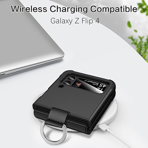 Miniatura 6 de BENTOBEN Funda para Samsung Galaxy Z Flip 4, resistente 2 en 1, cuerpo completo, resistente, a prueba de golpes, con anillo, color negro
