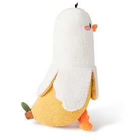 PEACH CAT Banana Duck Plush Pillow Duck Stuffed Animal Cute Banana Plushie for Girls and Boys White 19.7