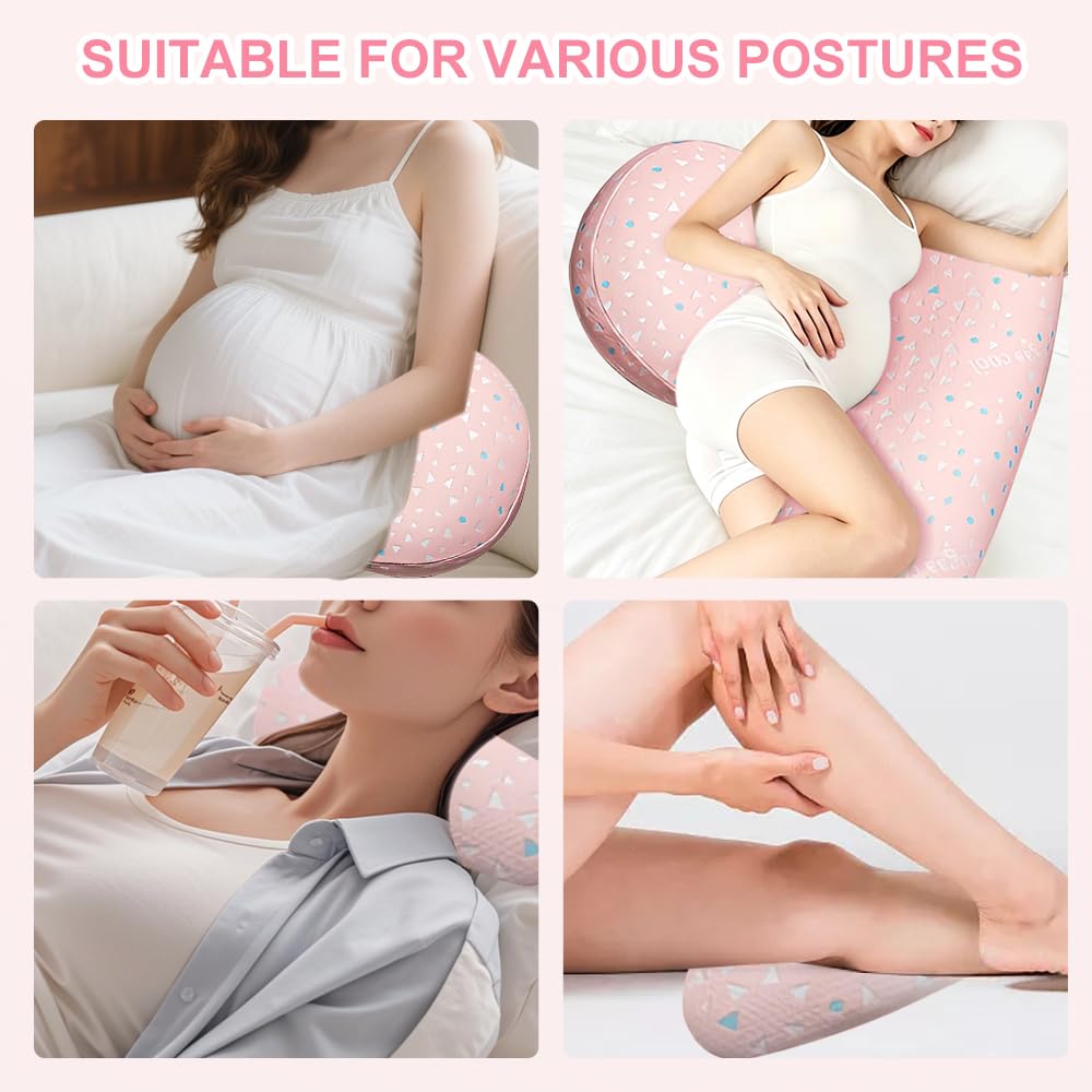 Almohada de embarazo ajustable, almohada de embarazo para dormir, almohada de espuma viscoelástica para embarazadas para abdomen, espalda, almohada corporal ajustable y portátil para dormir de