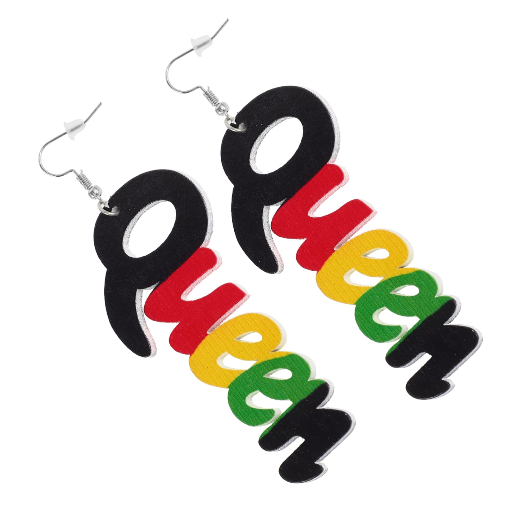 YDYDTTKD Orecchini in Legno Africano Creative Queen Letter Ear Drop