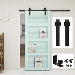 Panel Corredero CCJH 6FT/1.83M Herraje para Puerta Corredera Kit de Accesorios para Puertas Correderas, Contiene Guía de suelo ajustable