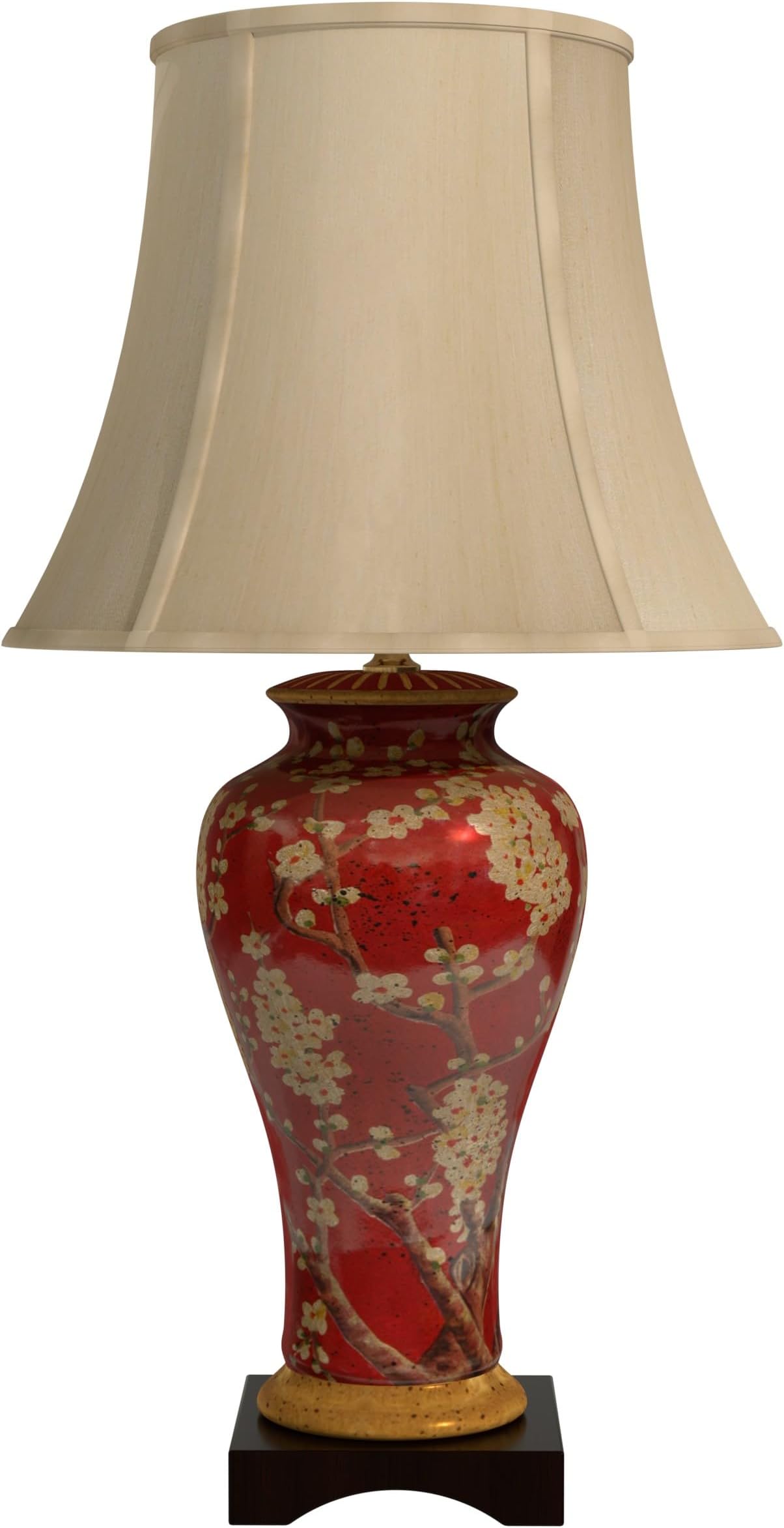 Red Lantern 30" Glazed Sakura Blossom Vase Lamp