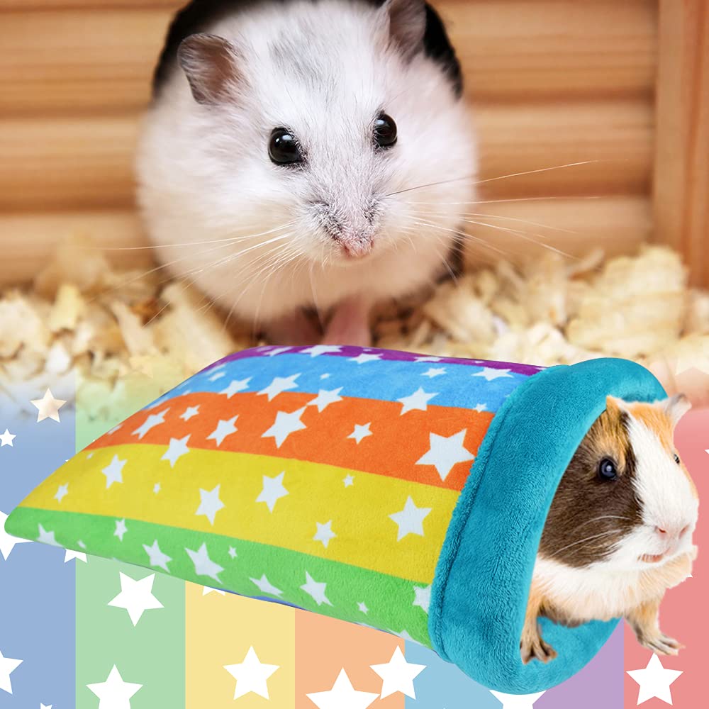 Hamster-Schlafsack, HOMEYA für kleine Haustiere, weiches Flanell, Hausbett, Nest, Verstecktasche, Schlafbett für Igel, Eichhörnchen, Hasen, Ratten, warmes Käfig-Dekorationszubehör (35.6x27.9 cm)