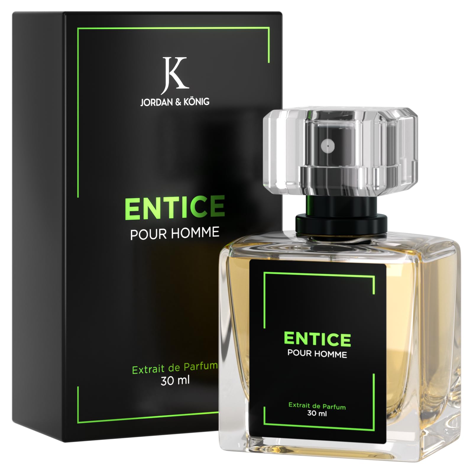 JK Jordan & König Entice Pheromone Parfum Herren, Extrait de Parfum für Männer mit 30% Duftölanteil, Langanhaltend, Zitrisch, Süß, Charmant, Frisch, Ganzjahresduft für Alltag, Büro, Party und Date