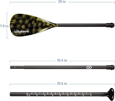 WOOWAVE SUP Paddle Adjustable 3 Piece Stand-Up Paddles Floating Portable Paddle Board Accessories (Aluminum Alloy, Fiberglass, Carbon Fiber Optional)