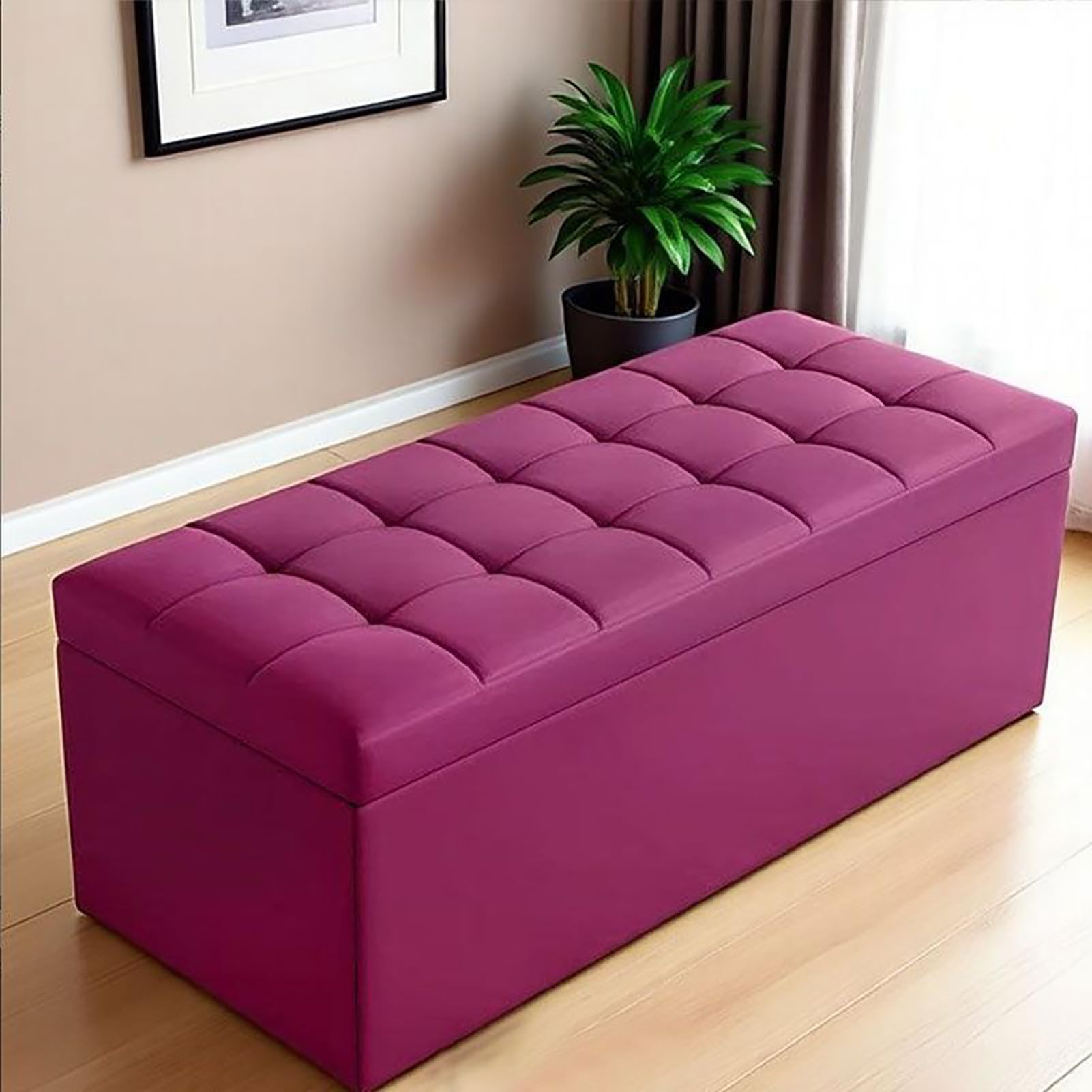GDMDPTE PU Leather Sto Ottoman Padded Tufted Bench for Bedroom Living Room Sofa Footrest Shoe Sto for Entryway 300kg Capaci (80x40 cm)