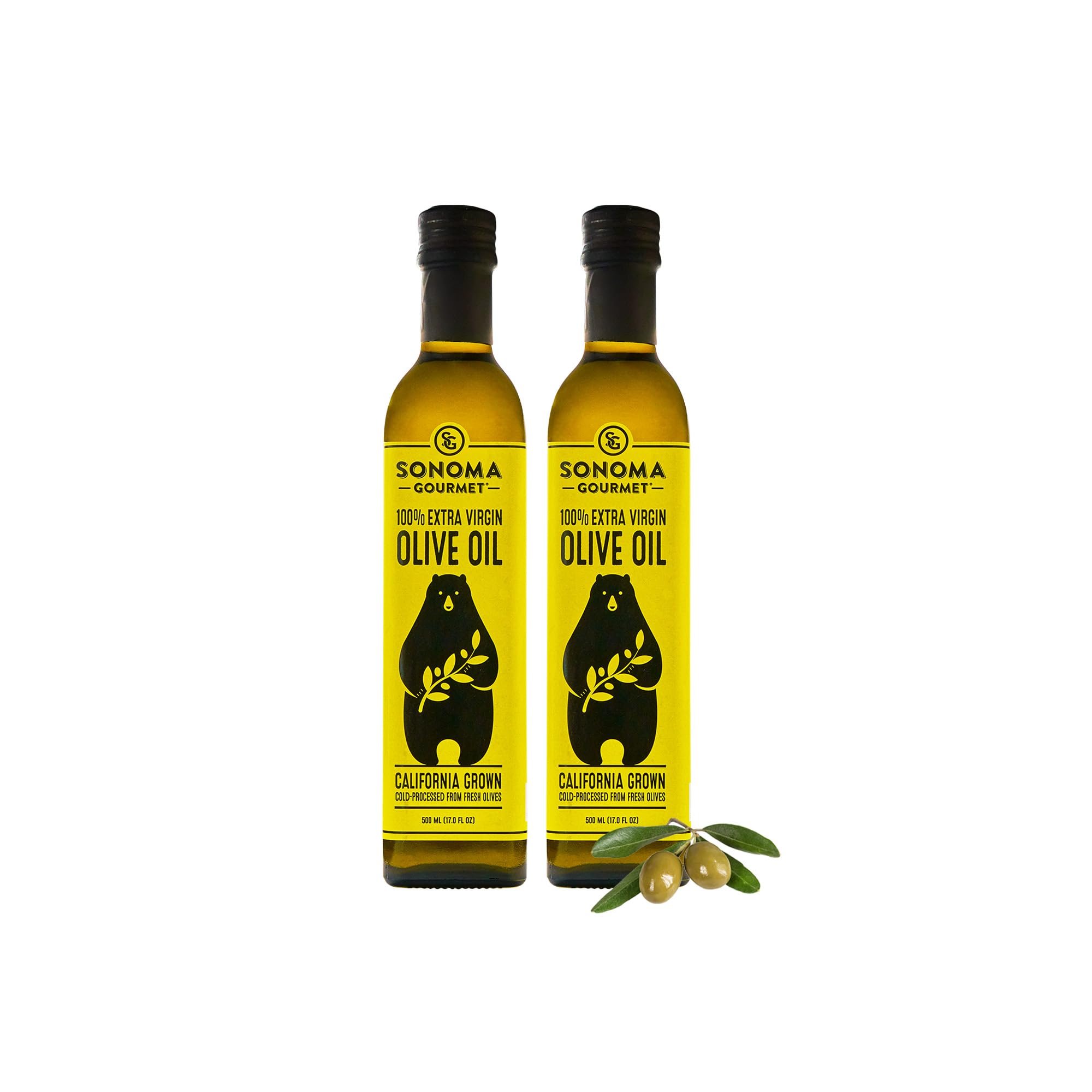 Sonoma Gourmet : Extra Virgin Olive Oil | 100% California | First Press | Small Batch| Non GMO | 17 FL OZ (Pack of 2)