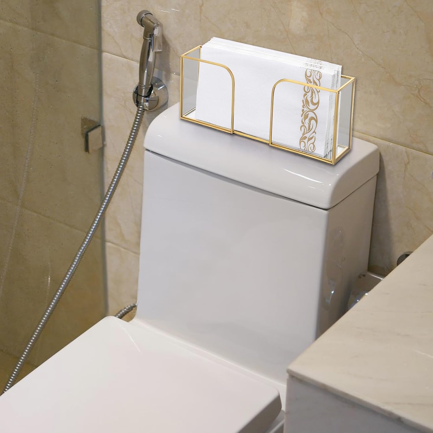 Sumnacon Napkin Holder,Vertical Glass Napkin Holder Table, Stylish Guest Towel Holder for Hand Towel Napkin,Rectangle Napkin Tray for Bathroom Toilet Kitchen Dining Table Counter - Image 6