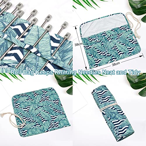 Image of Aeelike 11 Pairs Knitting Needles Set - 10 Inches Stainless Steel Knitting Needles Single Point with Roll Bag - Portable Metal Knittings Needle Set for Beginners Size 2mm to 8mm