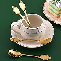 Vista 2 de Juego de cucharas de postre, 10 piezas de vajilla creativa de acero inoxidable, cuchara de café, mini cucharaditas de oro, juego de cucharas