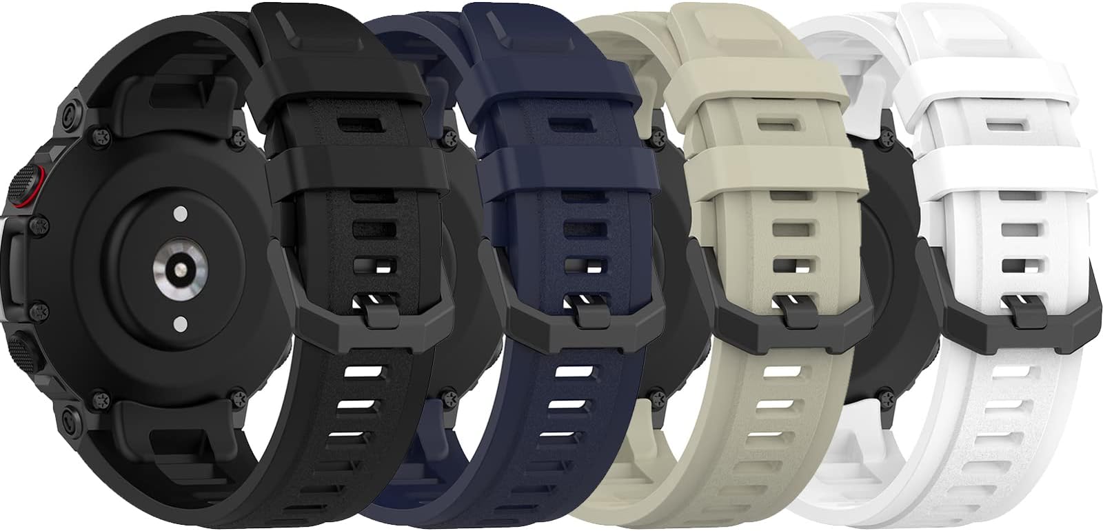 4 Pack Watch Band Compatible for Amazfit T-Rex 2 Wrist Strap, Soft Silicone Replacement Watch Band Adjustable Wristband for Huami Amazfit T-Rex 2 T-rex2 Watchband with Tools