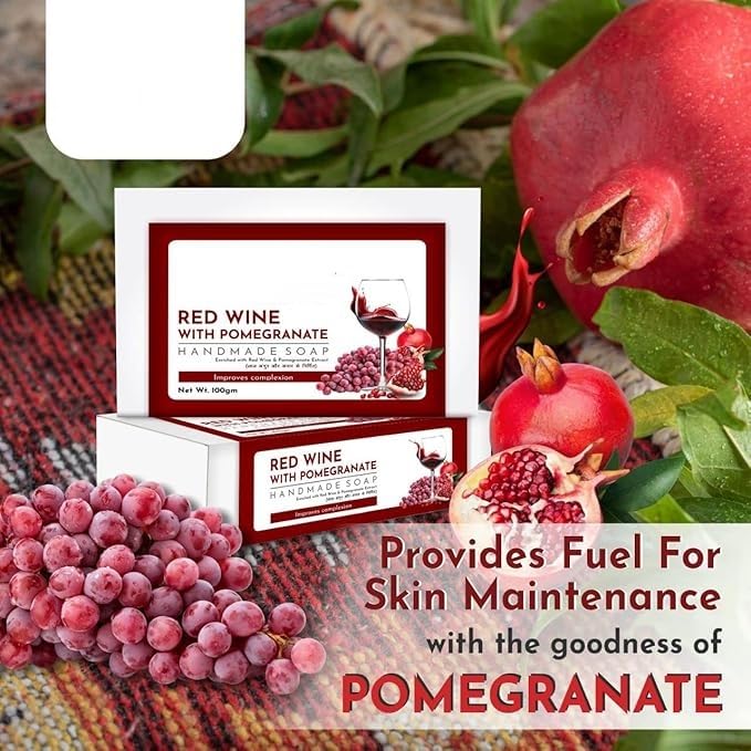 Handmade Red Wine Daily Bathing Bar | For Men & Women||Skin Whitening & Moisturizing| Glowing Skin and boosts collagen I Prevents Acne I 100gm | (pack of 3)