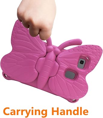 Universal Kids Case for Sunshine T1 Tablet/Sunshine T1 Elite Tablet Case, Shockproof Light Weight Protective Stand Cover for Cloud Mobile Sunshine T1 Tablet 8 inch, Cute Butterfly - Magenta