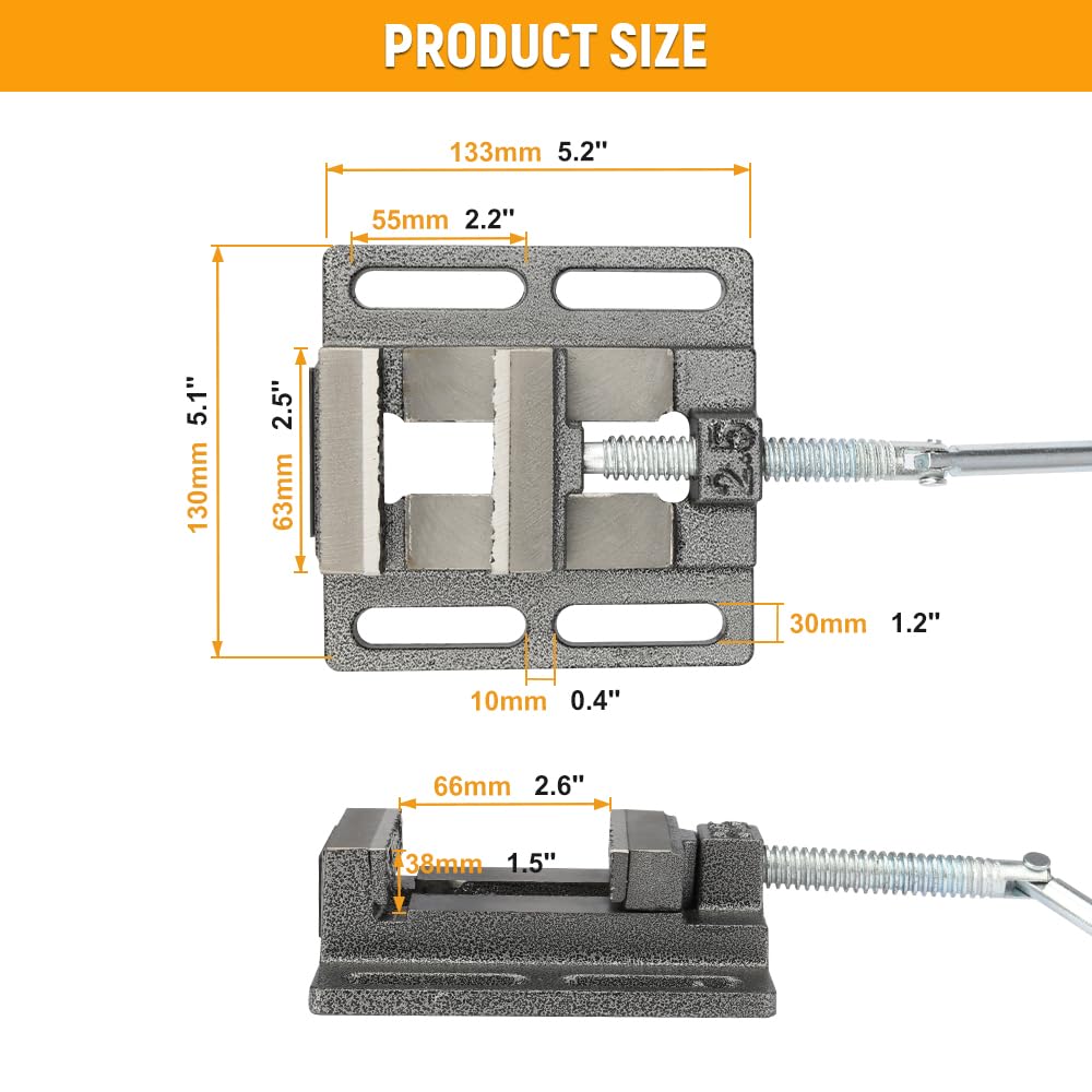 Hoteche 2.5-Zoll Amerikanischer Schraubstock | 66MM Öffnung & Greifbreite, Grauguss-Körper, Farbschachtel