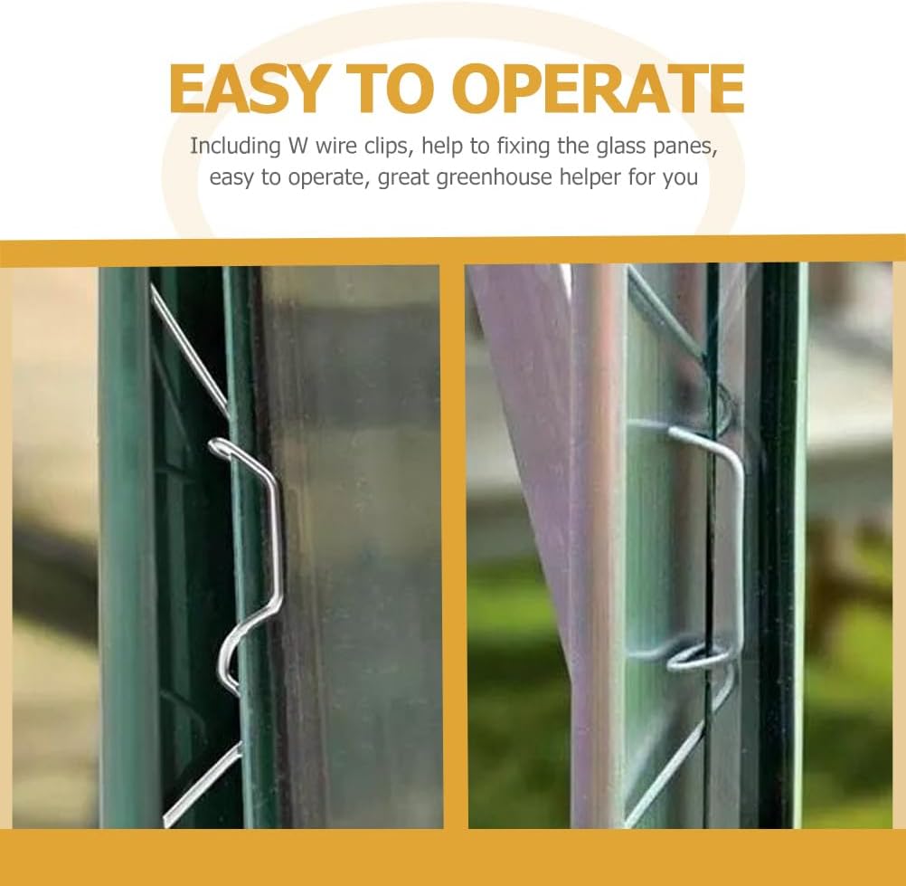 Kisangel 50 Sets Stainless Steel Greenhouse Glass Pane Fixing Clips W and Z Type Clips for Secure and Stable Greenhouse Panel Installation
