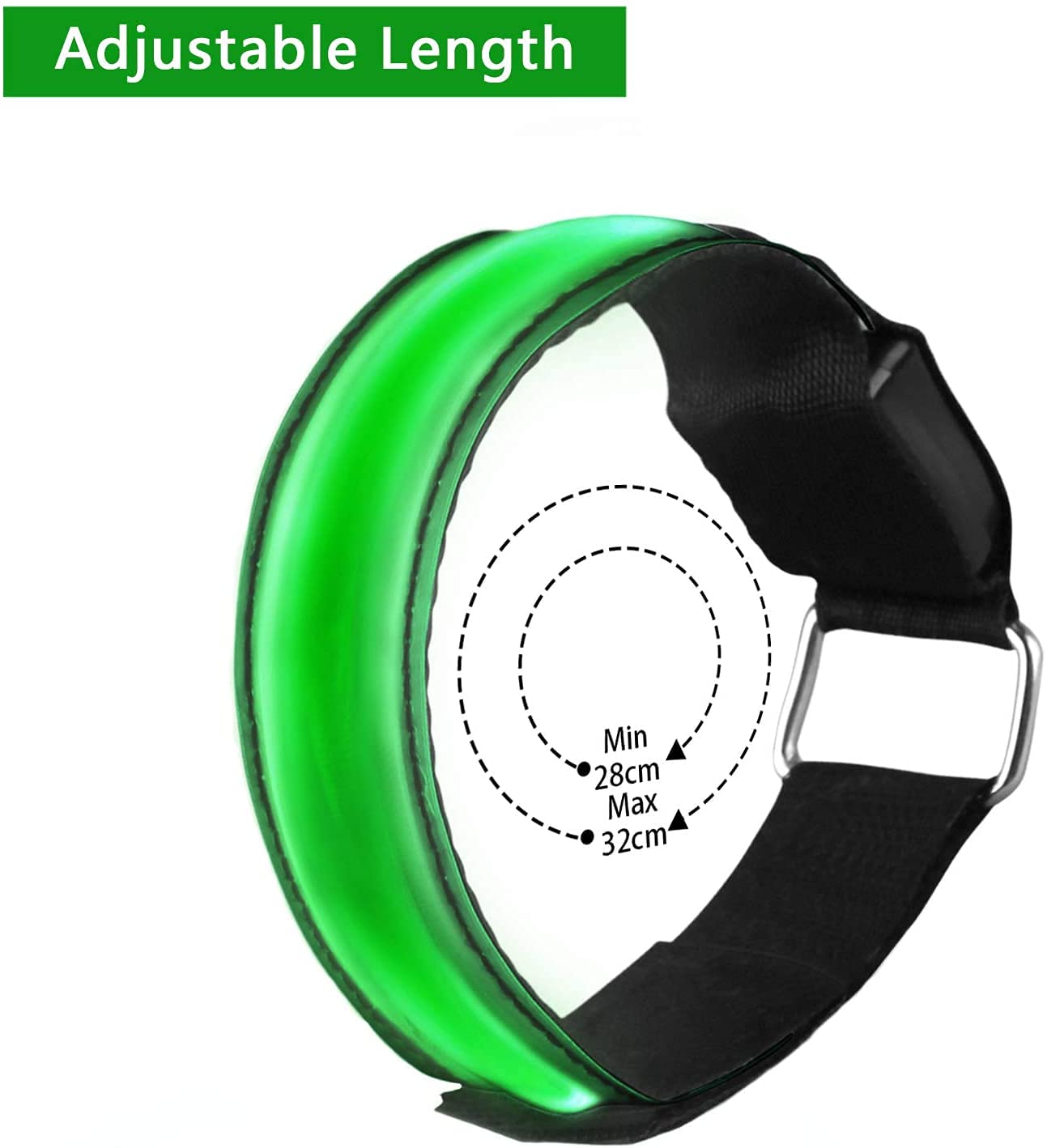 Weewooday 4 Brassards LED Rechargeables – Bande Réfléchissante Pour Bras, Cheville Ou Jambe, Sécurité Course Vélo Marche