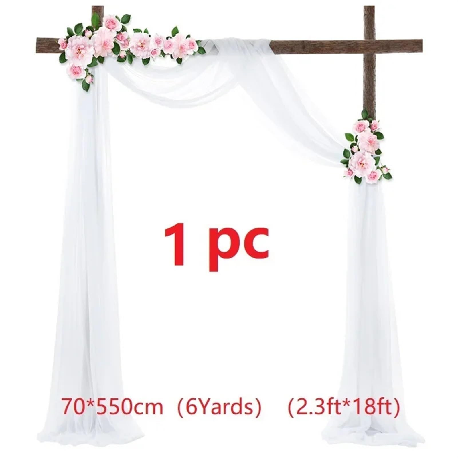 75 * 600 cm Hochzeit Bogen Drapieren Chiffon Stoff Drapieren Vorhang Gardinen Hochzeit Chiffon Drapieren Zeremonie Empfang Hängende Dekoration für Hochzeitshintergrund(75x600cm)