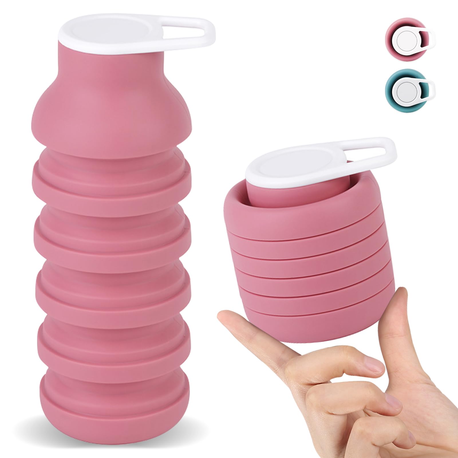 Wanheart 20 oz Collapsible Water Bottle, BPA Free Collapsible Portable Water Bottle, Lightweight Reusable, Leak-proof, For Travel Camping Hiking