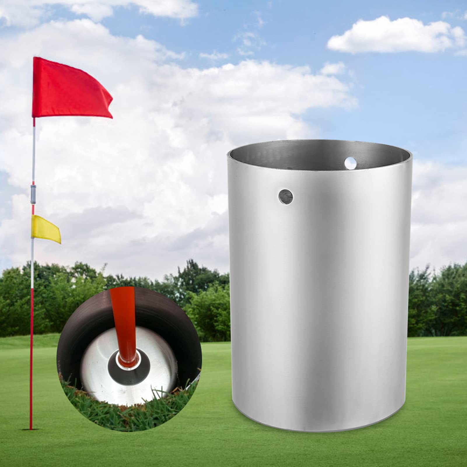 Taza Con Orificio Para Golf, Manga Con Orificio Para Golf, Ayuda De Entrenamiento De Golf De Acero Inoxidable Para Practicar, Poner Astillado En El Patio Trasero, Uso En Interiores Y Exteriores