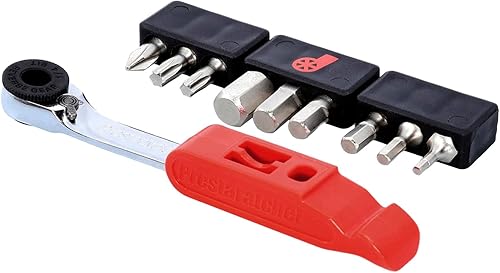 Prestacycle Prestaratchet GO 5 en 1 Kit de herramientas múltiples para bicicleta, llave de trinquete, palanca de neumáticos, removedor de eslabones