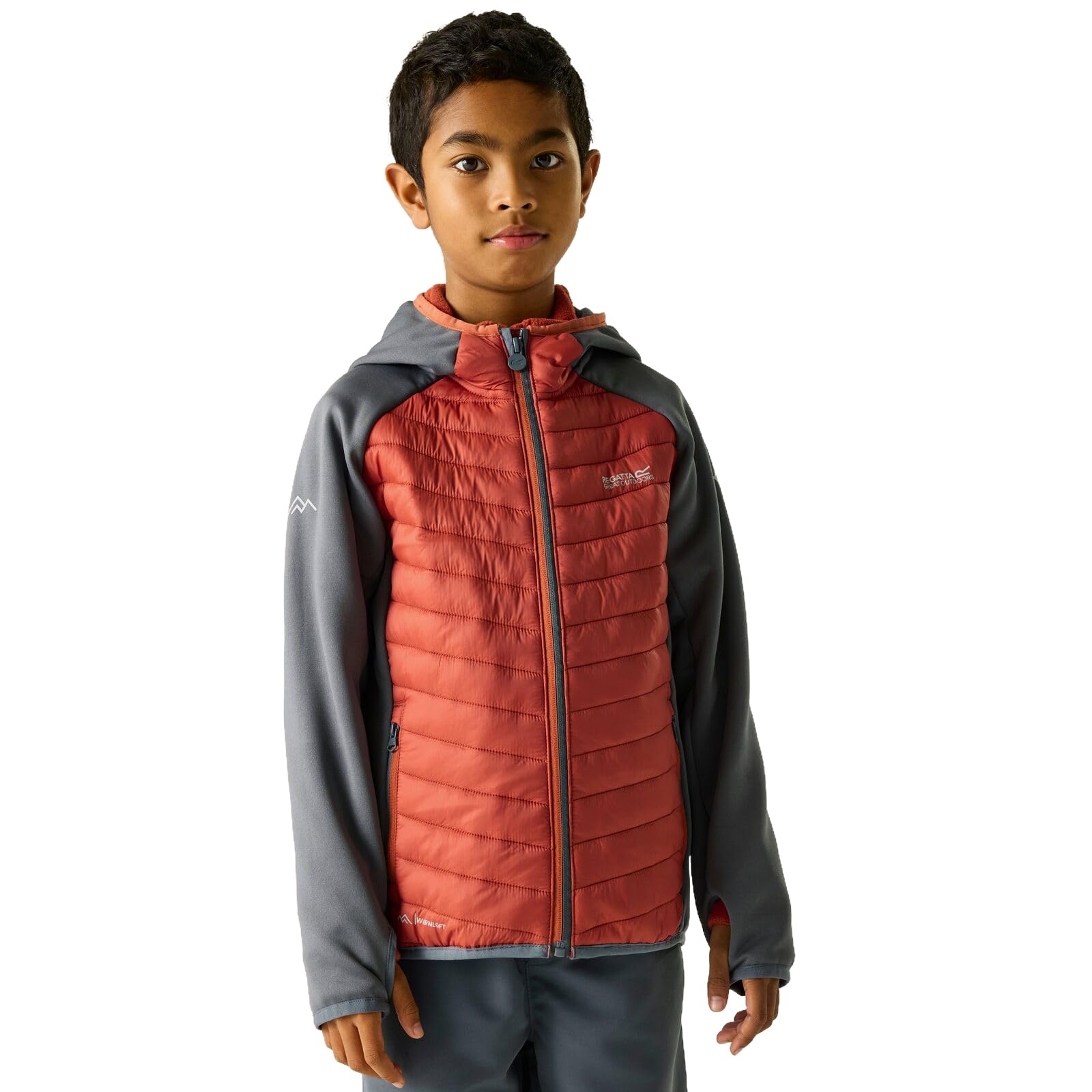 Regatta Unisex Kids Junior Andreson Hybrid Quilted Jacket Water Repellent Coat 4-5 Yrs Dark Storm/Brick