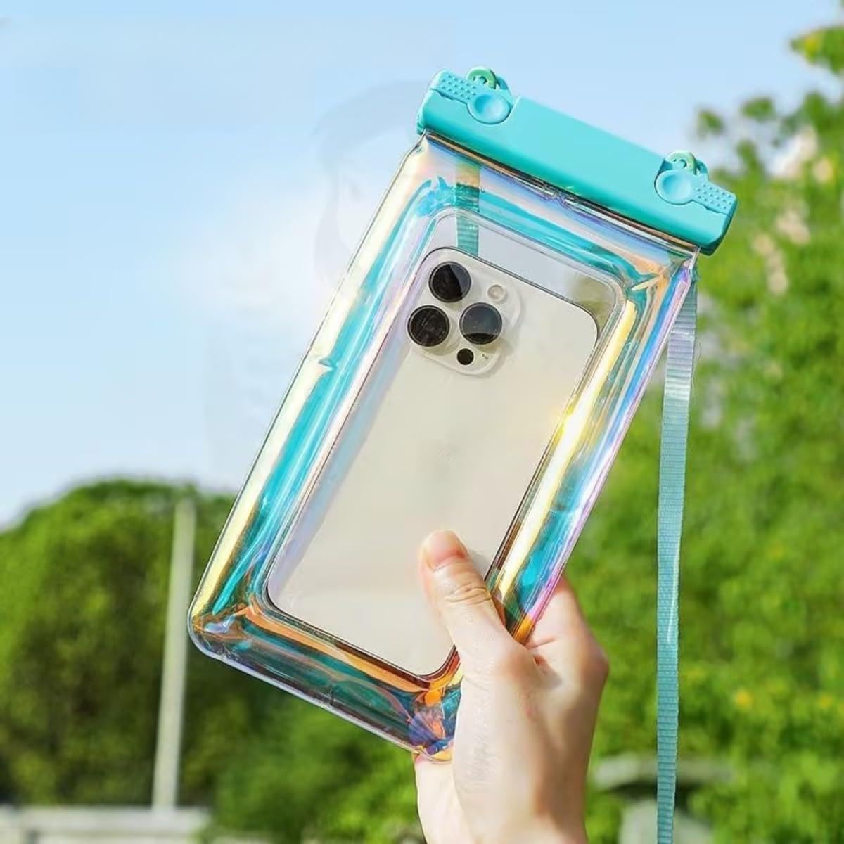 Candy Colored Waterproof Phone Bag - Floating Waterproof Phone case with Horizontal String - Compatible with All Devices, Touch Screen Friendly-Blue