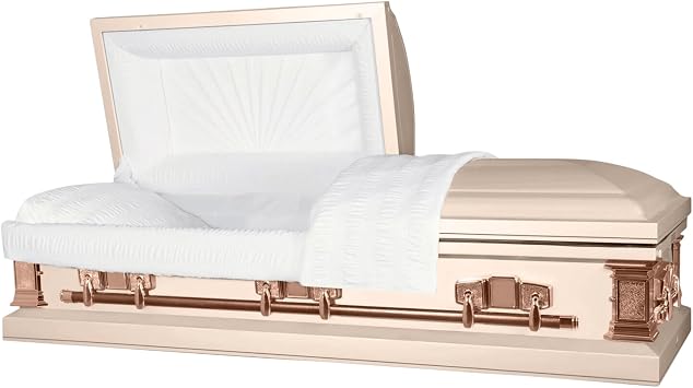 Titan Casket Satin Series Steel Casket Pink Handcrafted Funeral Casket - Pink Finish with White Crepe Interior