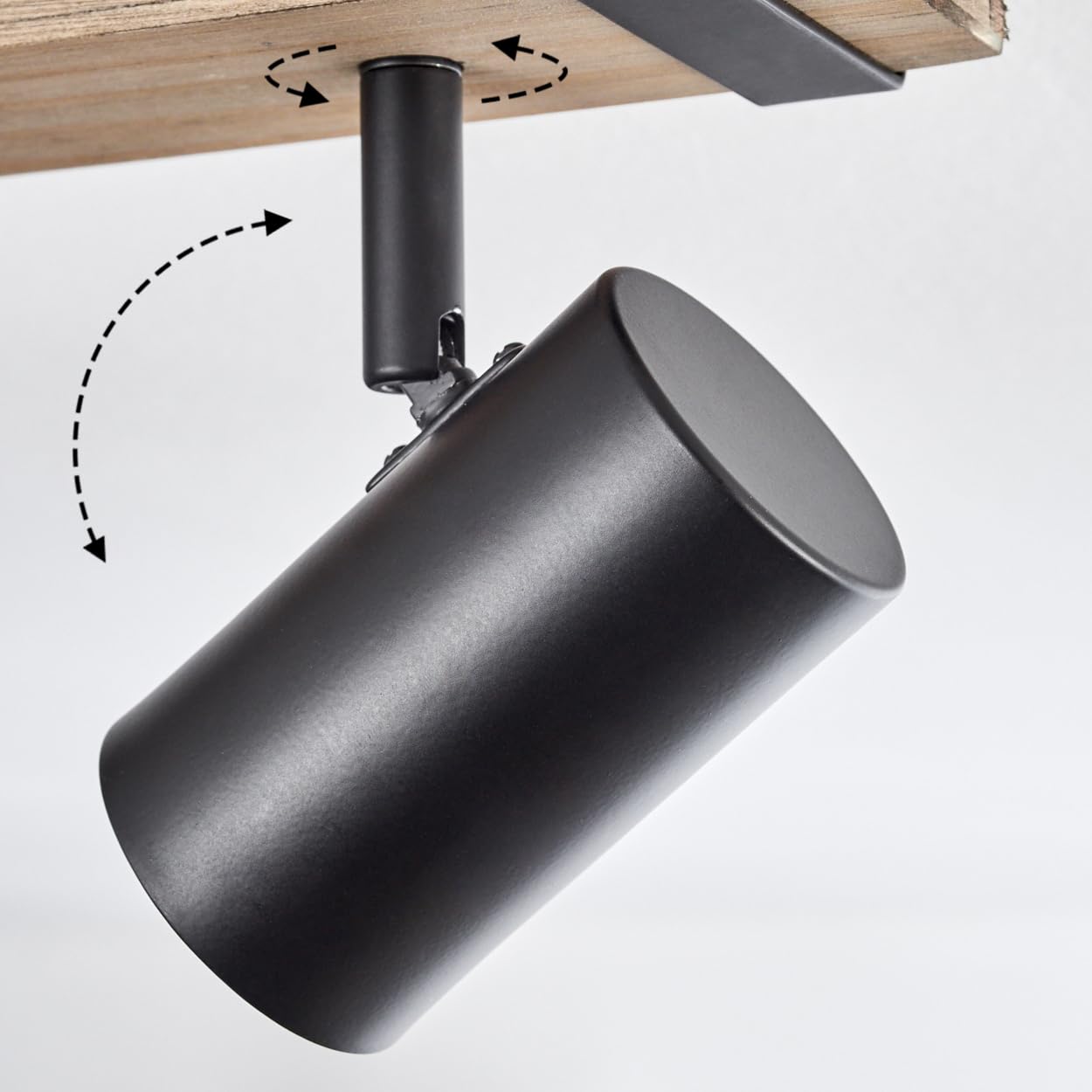 HOFSTEIN Deckenleuchte Pehefito – 6-flammig, Industrial-Design Mit Holzbalken, Verstellbar, Für Wohnzimmer & Küche
