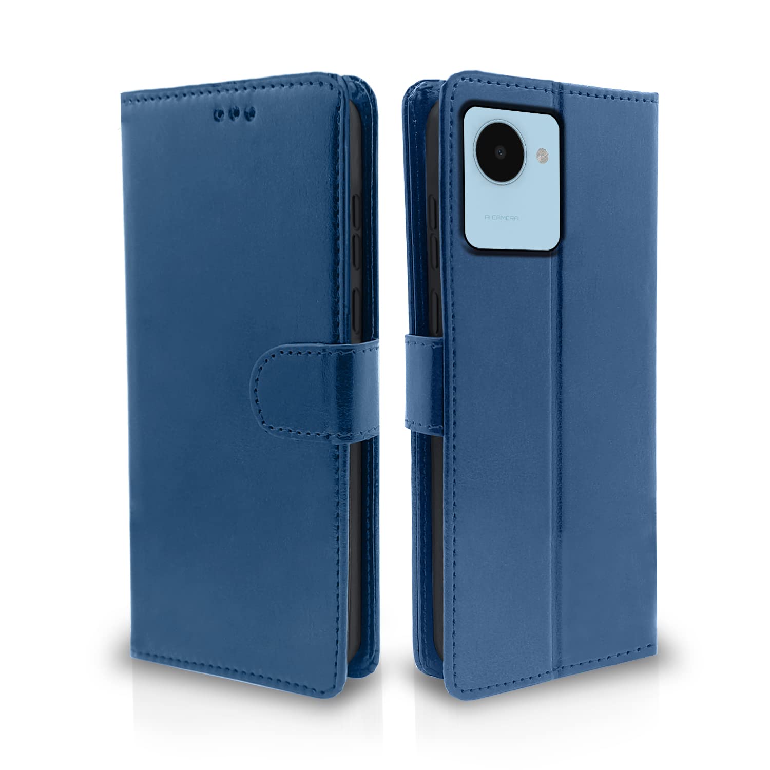 Pikkme Realme C30 / Narzo 50i Prime Flip Case Leather Finish | Inside TPU with Card Pockets | Wallet Stand and Shock Proof | Magnetic Closing | Complete Protection Flip Cover (Blue) (B0BMZ7GWNZ) Amazon Price History, Amazon Price Tracker