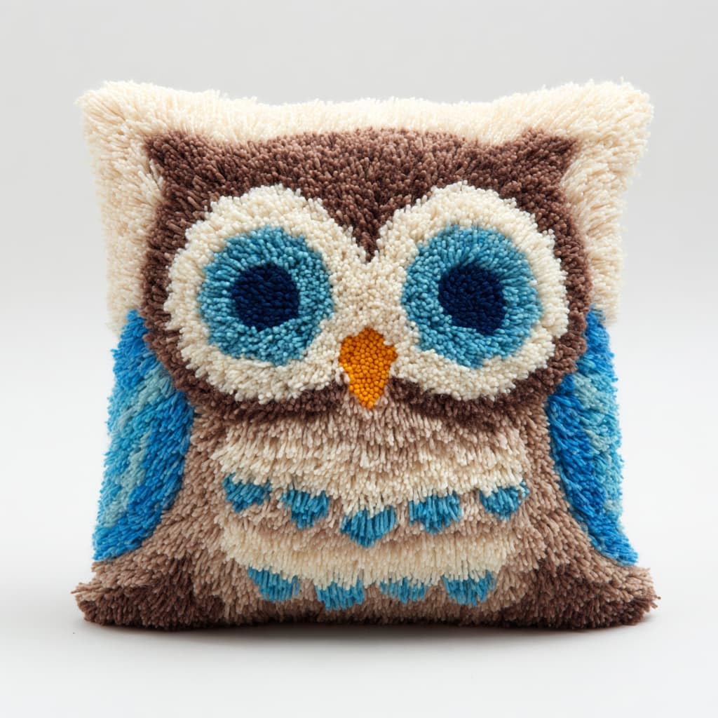 Wallustrioaw Latch Hook Cushions-E Latch Hook Pillow Kit,Animal Owl
