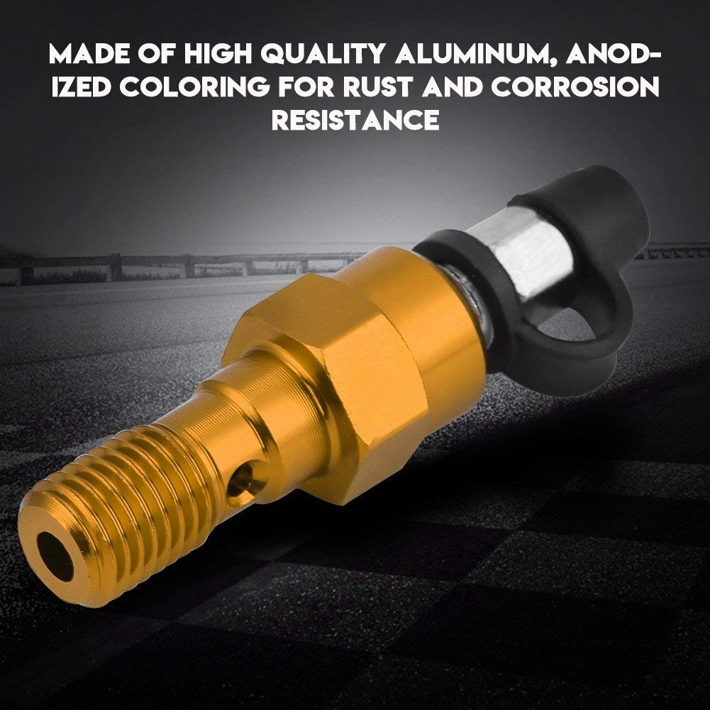 Vis Purge Frein Moto M10x1.0mm - Boulon Banjo Étrireur Maître Cylindre - Noir - 2 Rondelles Incluses