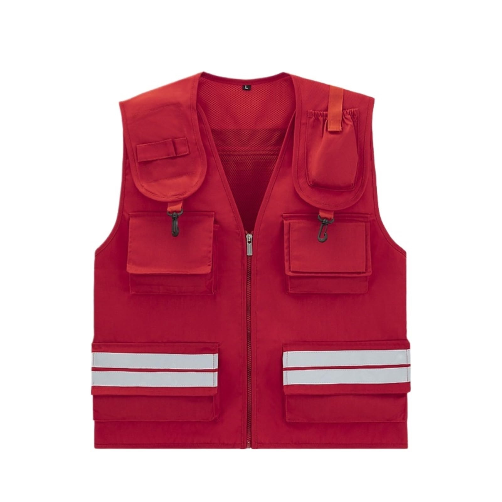 Odblaskowa Kamizelka Bezpieczeństwa Na Rowerze Kamizelka Odblaskowa Z Wieloma Kieszeniami, Bezpieczeństwo Pracy Na Zewnątrz, Haczykami(Rot,4XL)