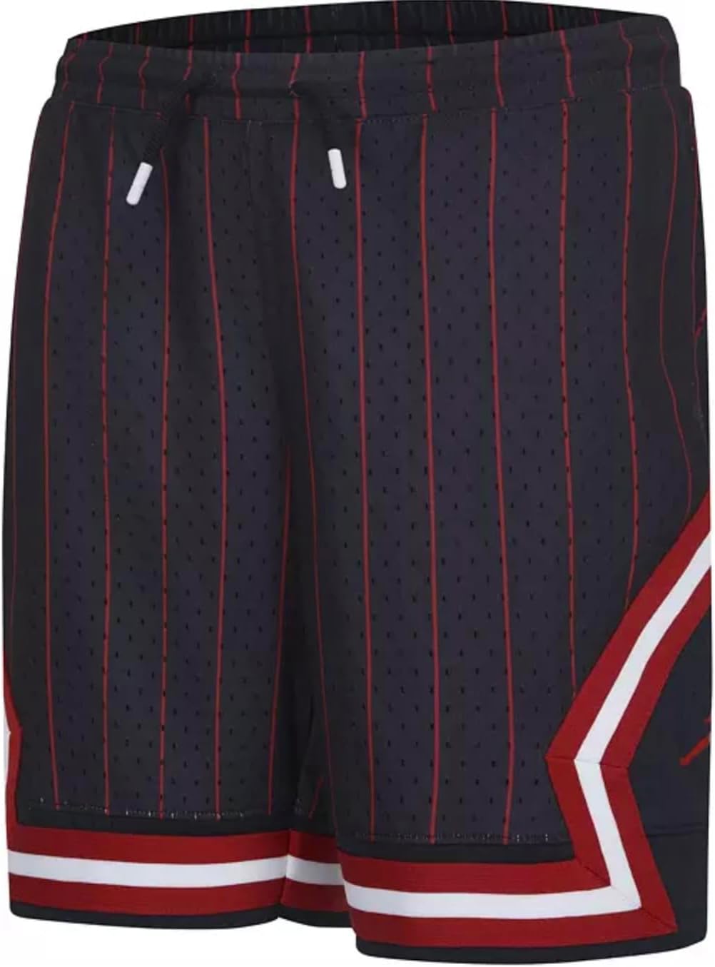 Nike Jordan Air Big Kids Dri-FIT Diamond Basketball Shorts 7" Inseam Unisex (US, Alpha, Small, Regular, Black/Red/White)