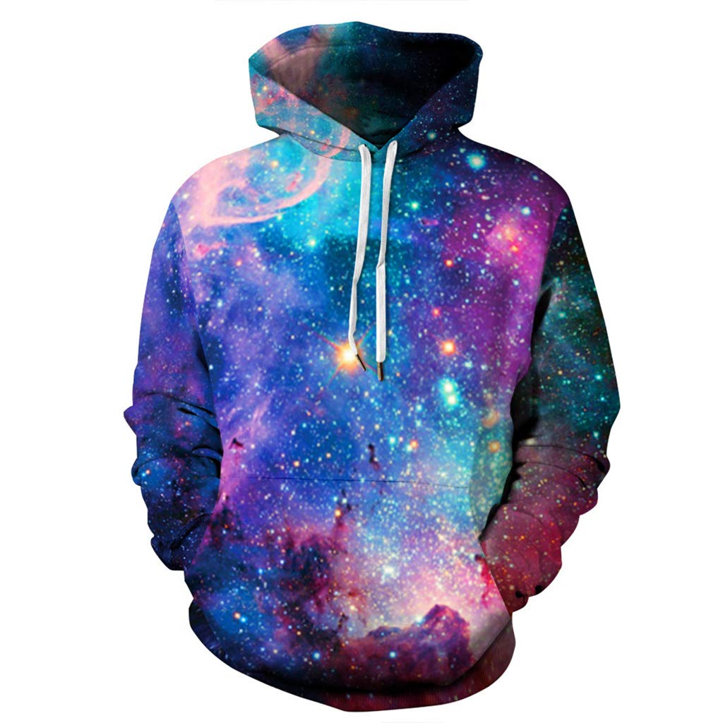 Basoteeuo3D Print Hoodie for Men and Women Pullover Sweatshirts Galaxy Cool Novelty Hoodies
