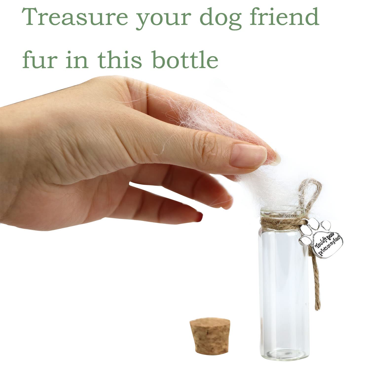 free-space Bottiglia commemorativa per peli di Animali Domestici, fiala di Vetro per Cenere o Capelli Cane o Gatto ricordo Regalo per la Perdita di Animali Domestici (2pcs Bottle)