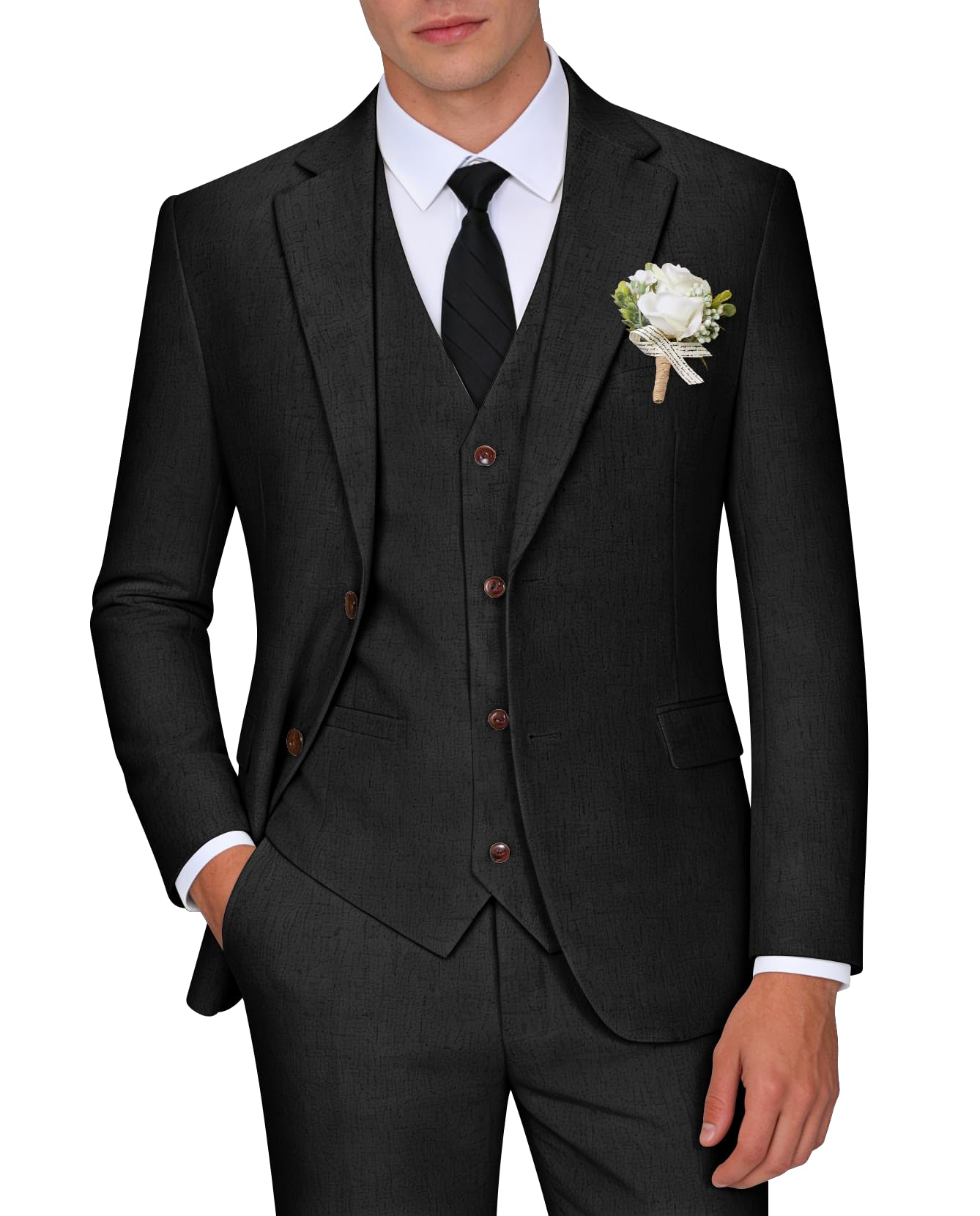 Leinenanzug für Herren, lässig, schmale Passform, Vintage-Anzüge, Trauzeugen, Anzüge, Hochzeit, Sommer, Strand, Blazer, Weste, Hose