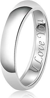 925 Sterling Silver Wedding Bands ~ Pre-Engraved Wedding Ring ~ For Men and Women